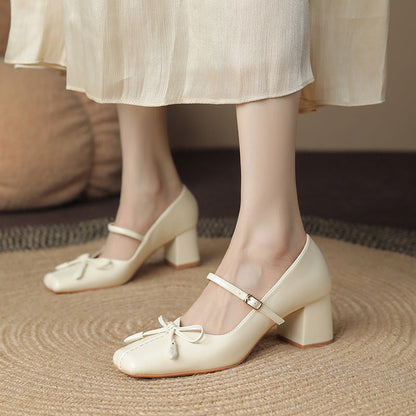 Scarpe da donna di nuovo stile, scarpe con tacco grosso alla francese
