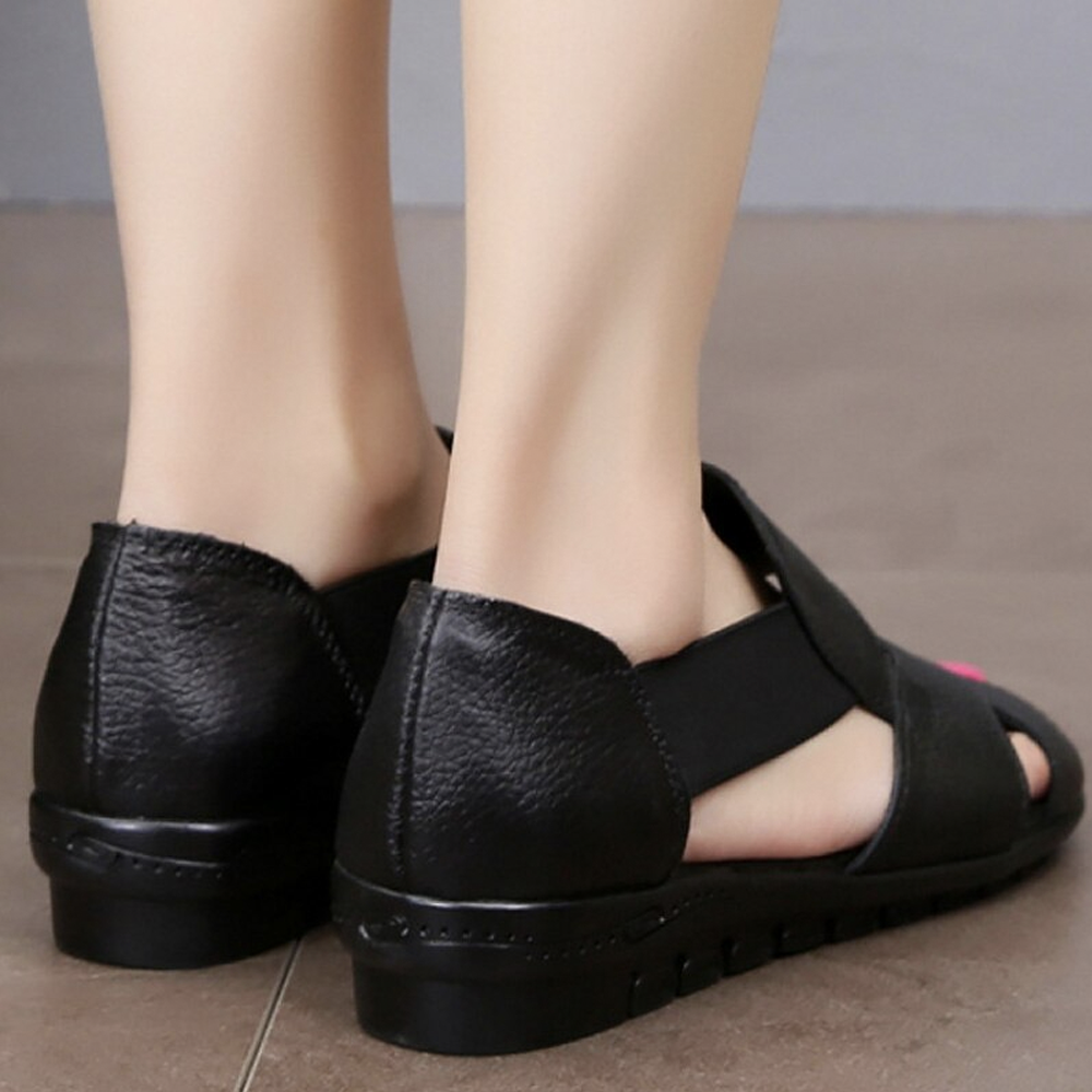 Sandali con zeppa in pelle da donna