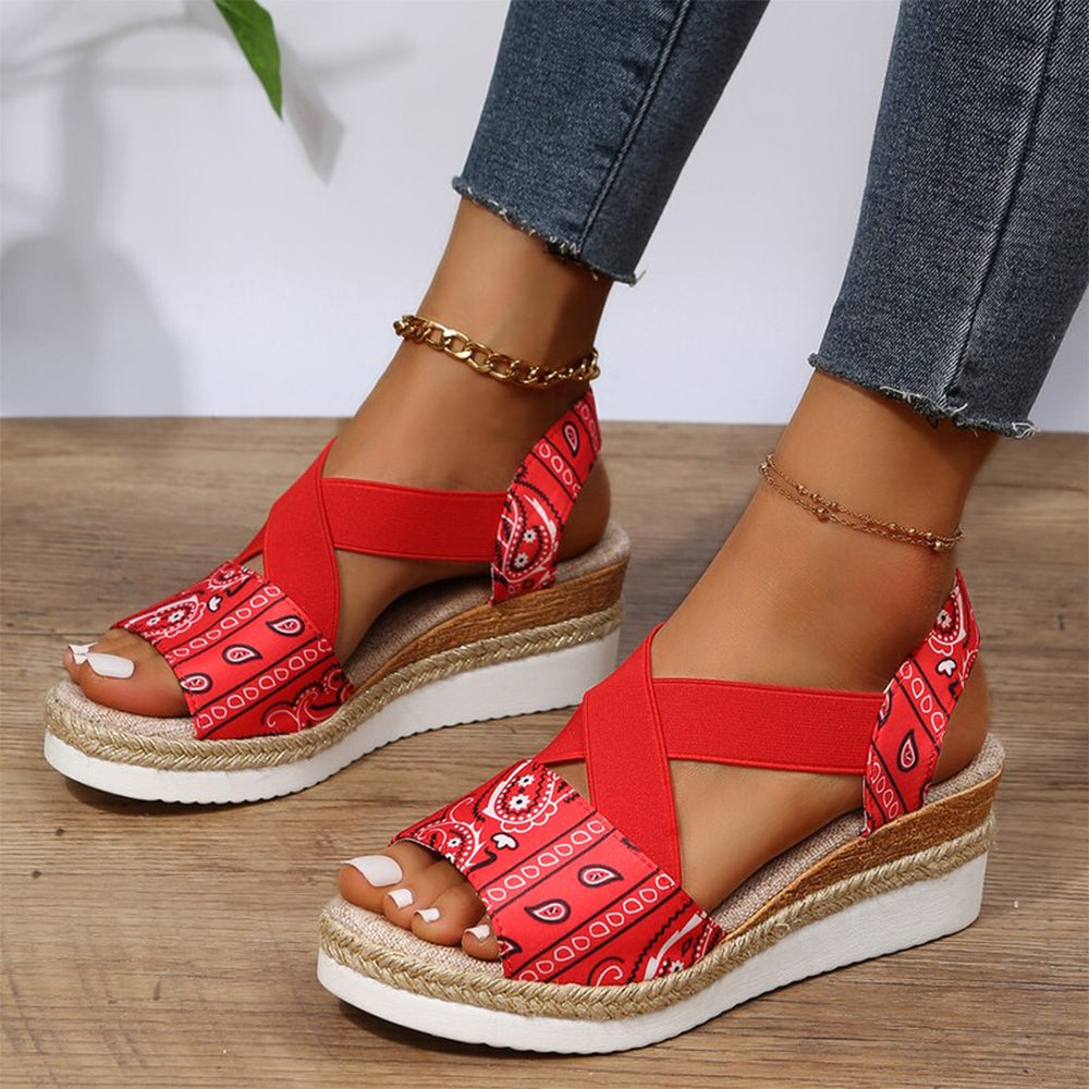 Sandali con zeppa con design di stampa