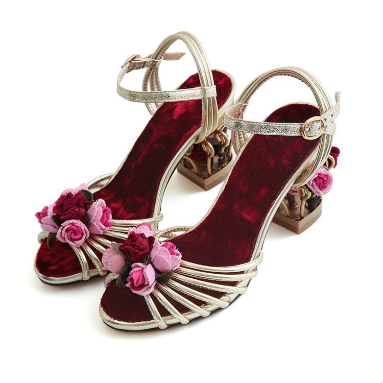 Sandali Peep Toe Strappy Shoes Birdcage Tacchi alti