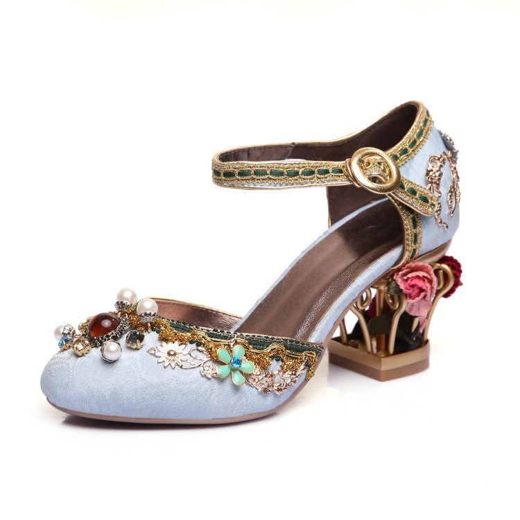 Scarpe da donna con fibbia e strass da matrimonio