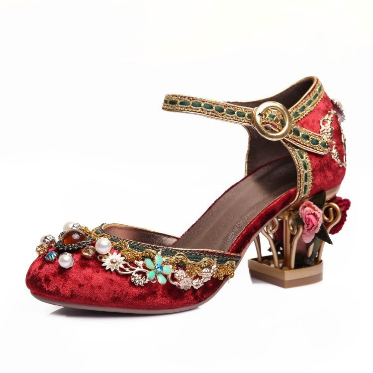 Scarpe da donna con fibbia e strass da matrimonio
