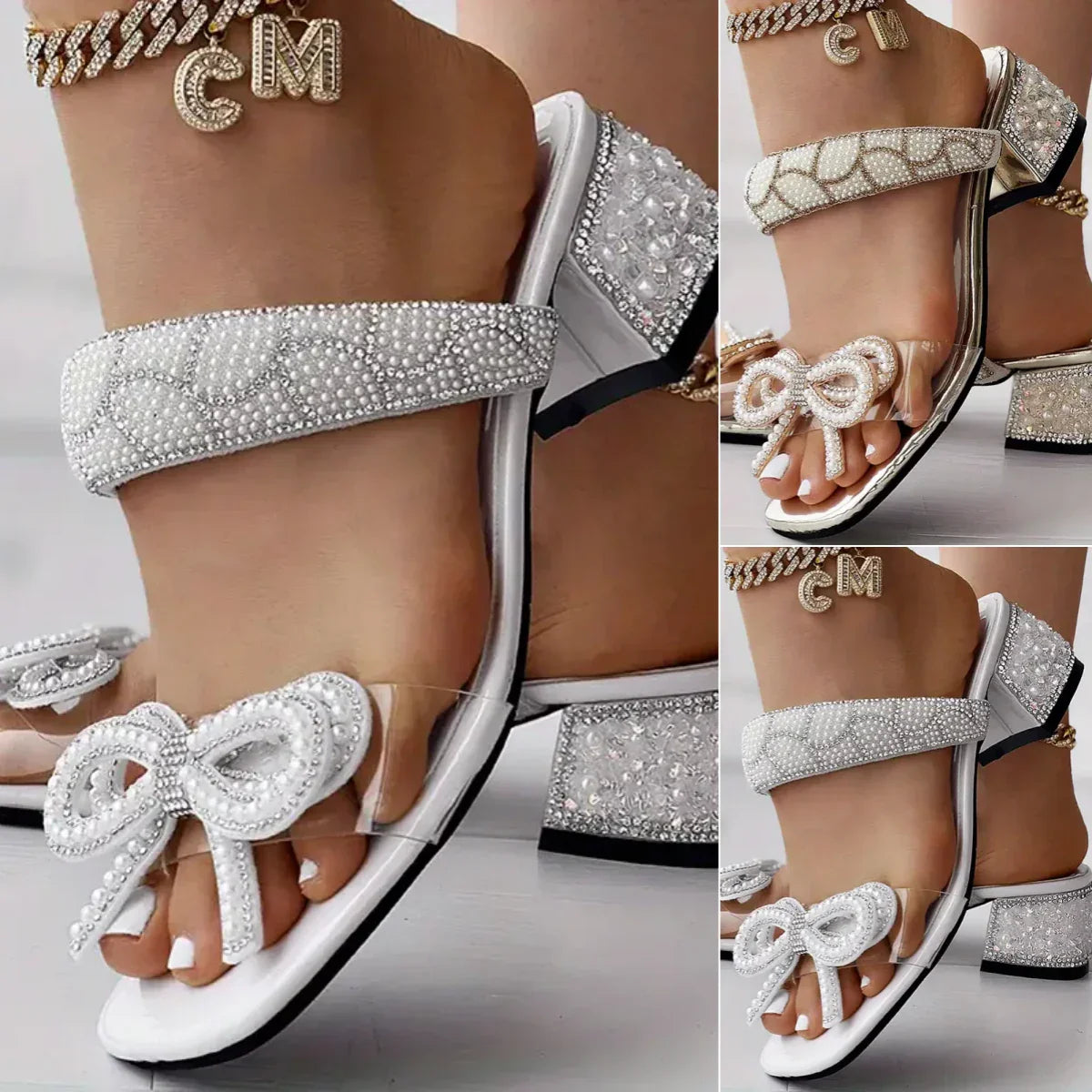 Moda donna Sandali con nodo a perla