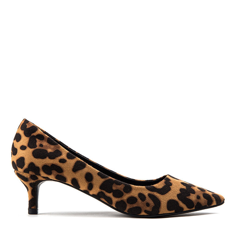 Scamosciato Sexy scarpe leopardate da donna con tacchi gattino