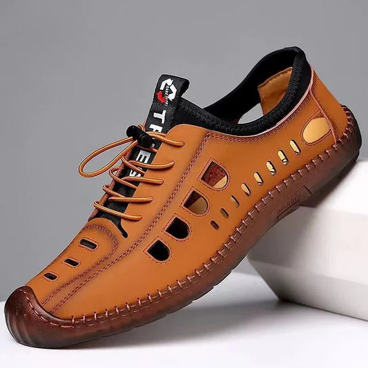 Sandali da uomo Scarpe estive in morbida pelle traspirante