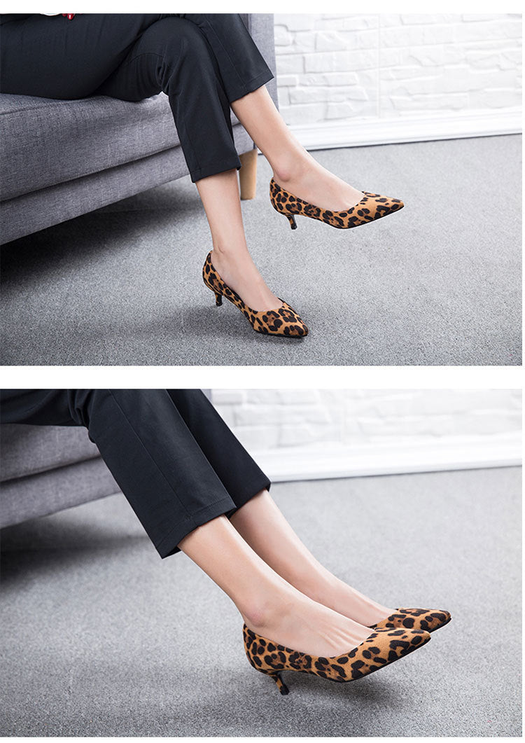 Scamosciato Sexy scarpe leopardate da donna con tacchi gattino