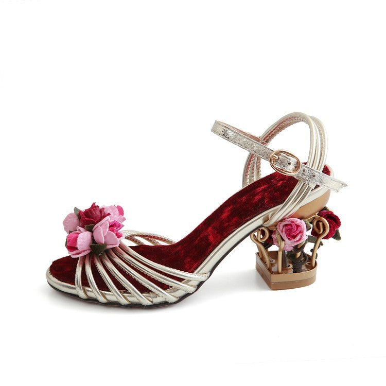 Sandali Peep Toe Strappy Shoes Birdcage Tacchi alti