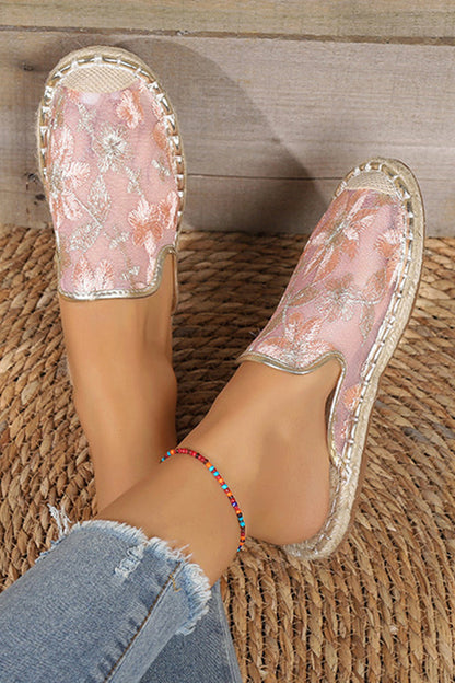 Donne estate pizzo fiore traspirante suola piatta Slip-Ons