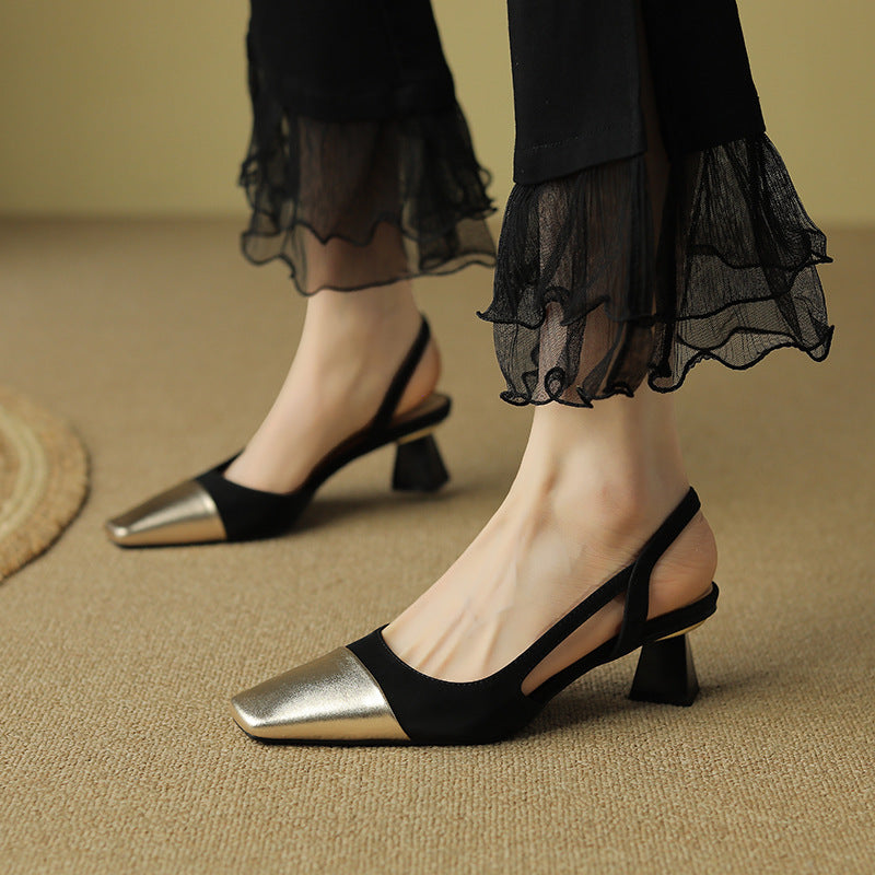 Sandali Donna Pointed Toe Classico Gattino Tacco Medio