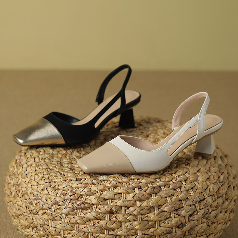 Sandali Donna Pointed Toe Classico Gattino Tacco Medio