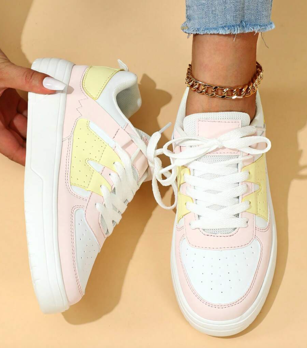 Scarpe da ginnastica basse da donna con colore a contrasto