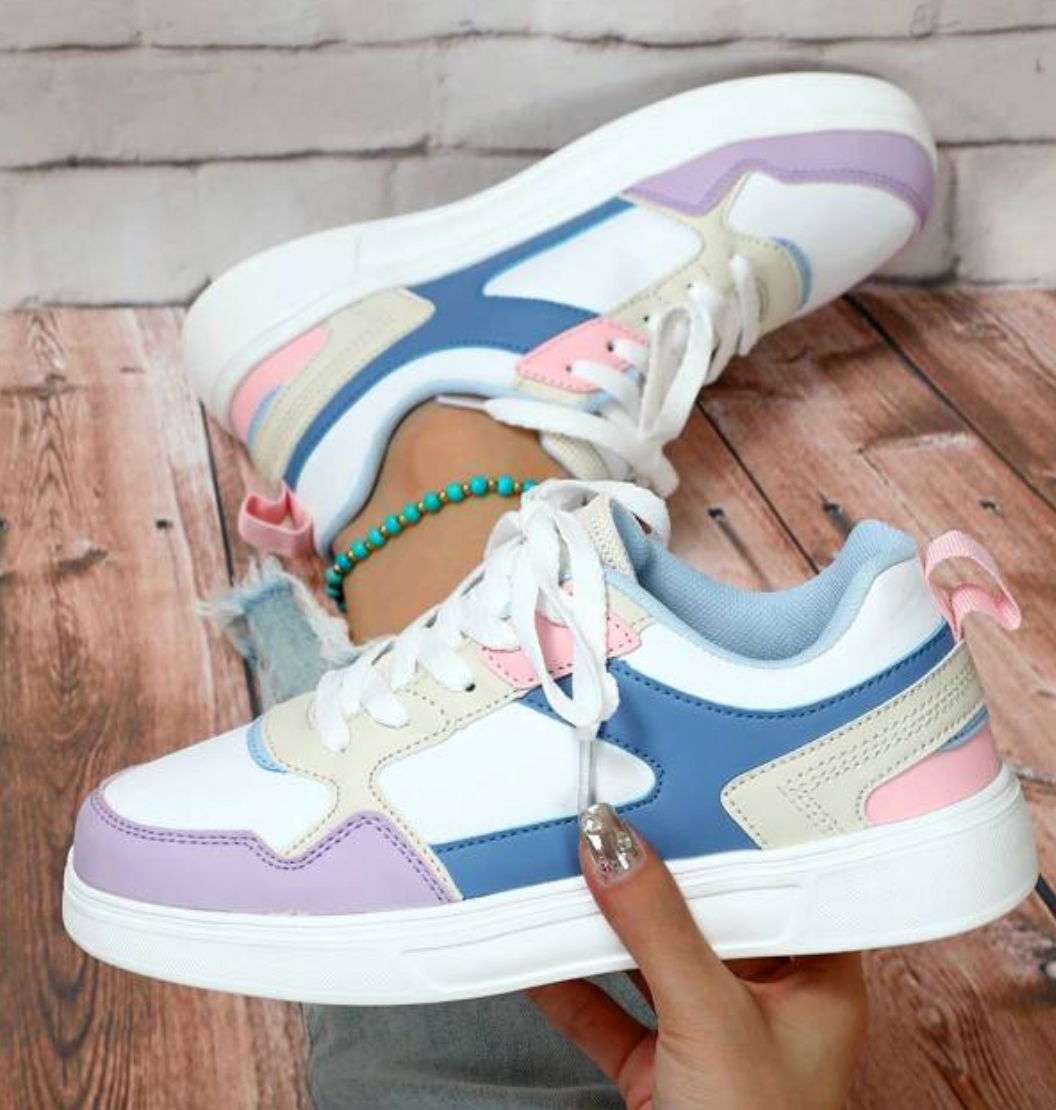 Scarpe da ginnastica basse da donna con colore a contrasto