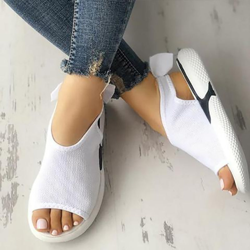 Sandali a rete Peep Toe Chunky Nero