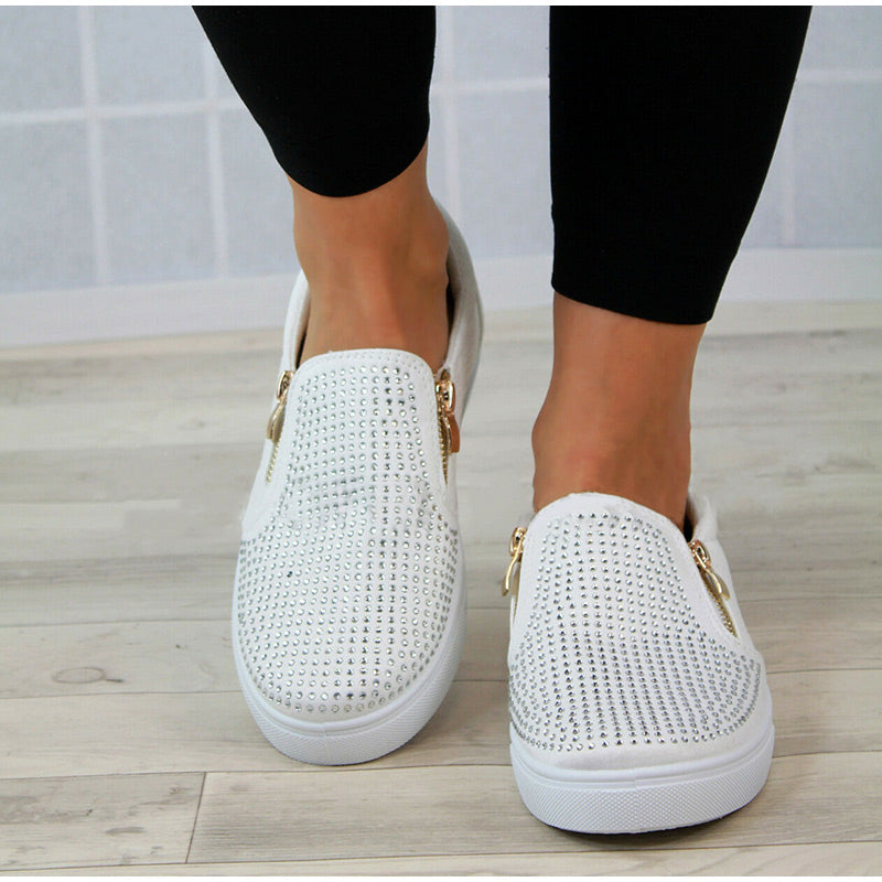Scarpe da donna con cerniera in cristallo