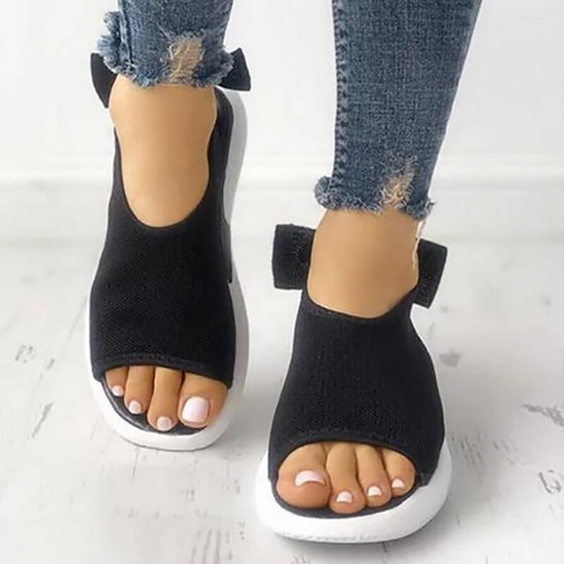 Sandali a rete Peep Toe Chunky Nero