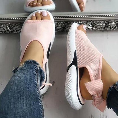 Sandali a rete Peep Toe Chunky Nero