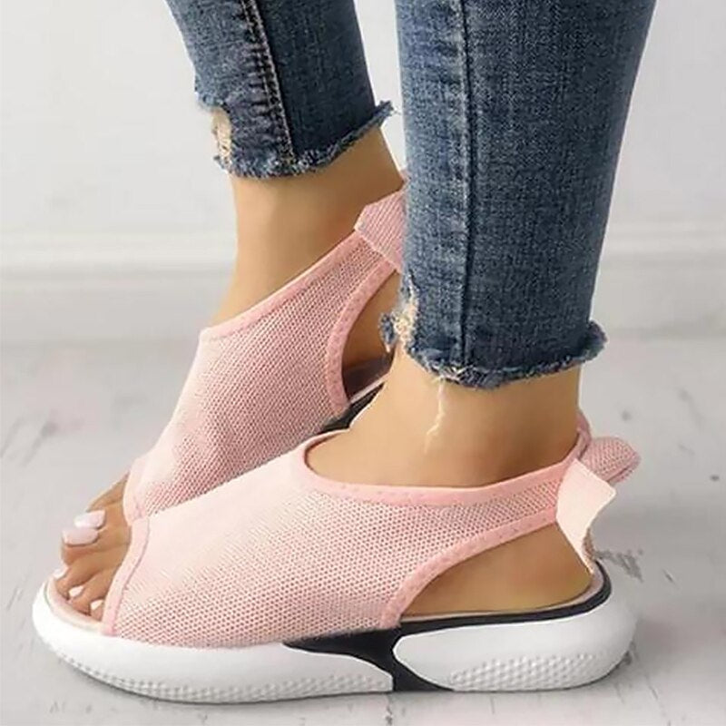Sandali a rete Peep Toe Chunky Nero