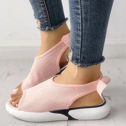 Sandali a rete Peep Toe Chunky Nero