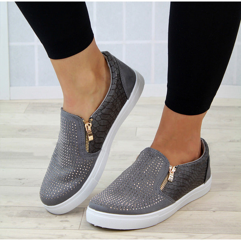 Scarpe da donna con cerniera in cristallo
