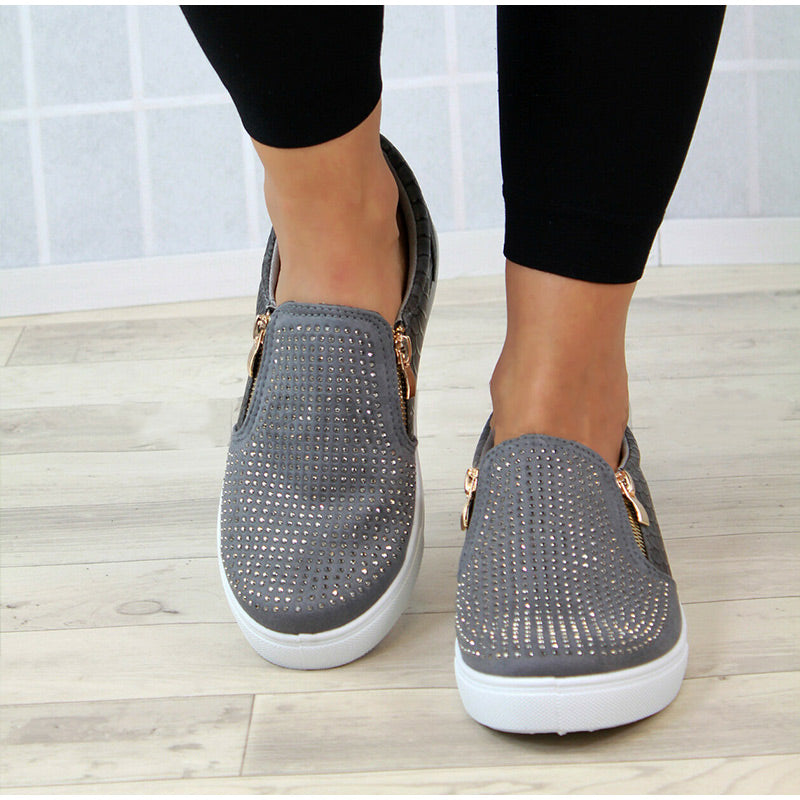 Scarpe da donna con cerniera in cristallo