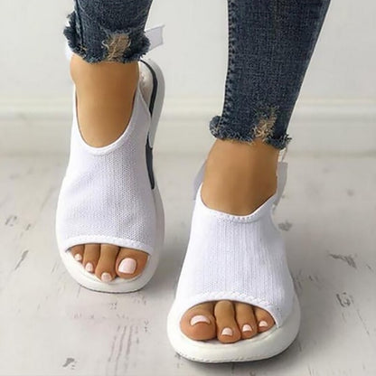 Sandali a rete Peep Toe Chunky Nero