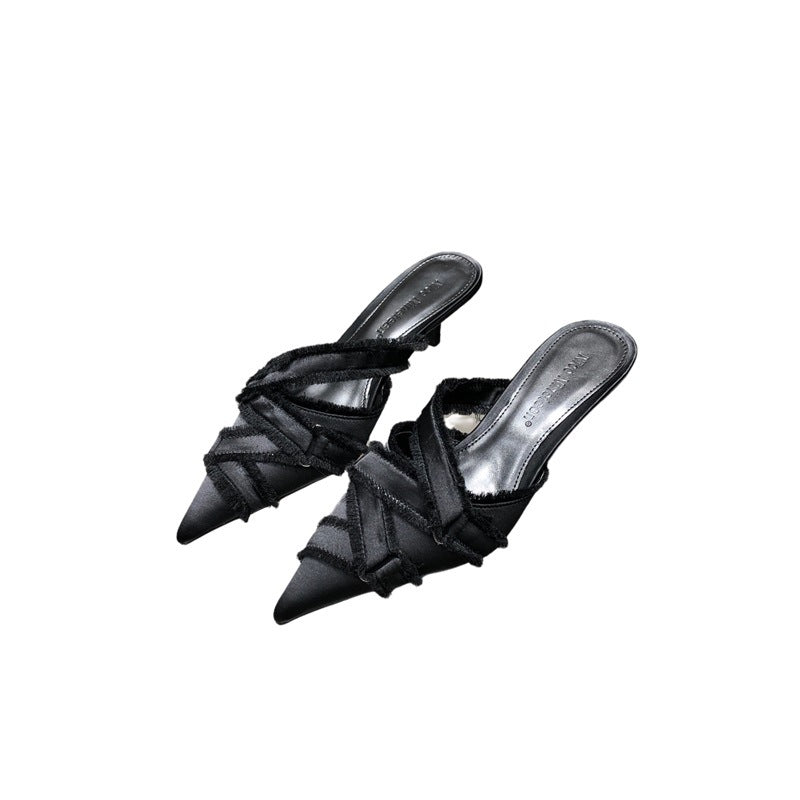 Scarpe da donna a punta in denim Scarpe eleganti con tacco medio
