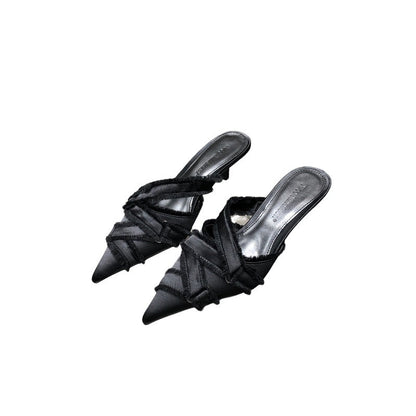 Scarpe da donna a punta in denim Scarpe eleganti con tacco medio