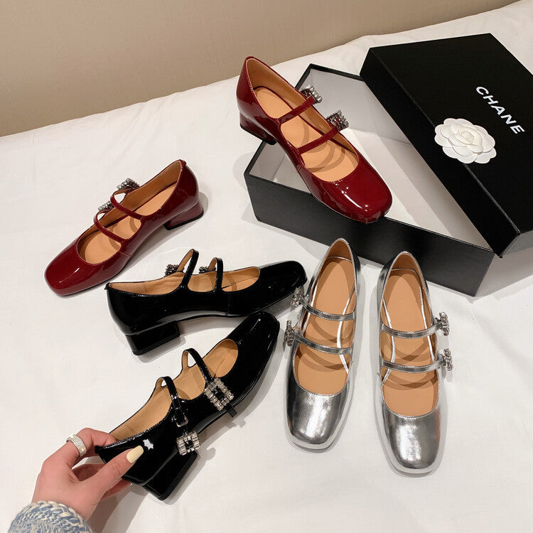 Scarpe casual con doppia fibbia e tacchi a blocco