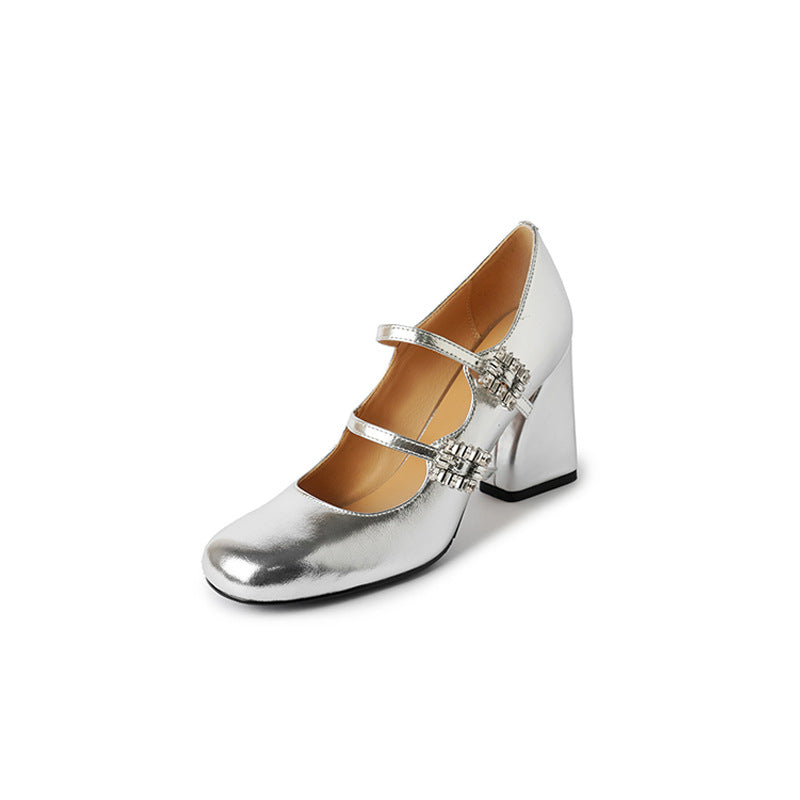 Scarpe casual con doppia fibbia e tacchi a blocco