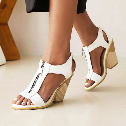 Sandali alla moda con chiusura frontale a cerniera