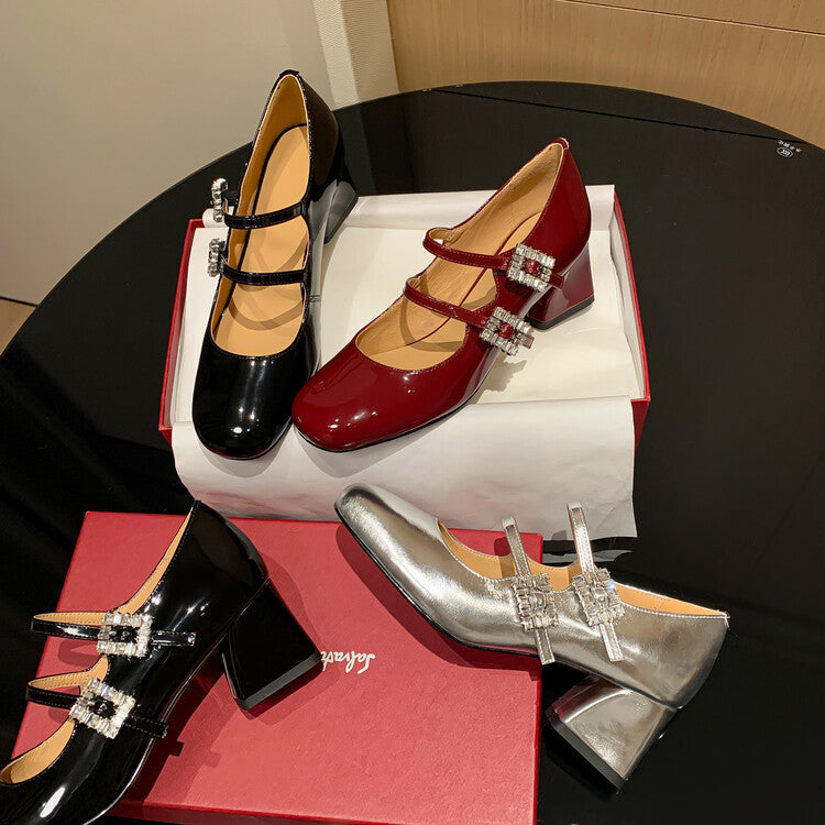 Scarpe casual con doppia fibbia e tacchi a blocco