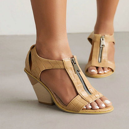 Sandali alla moda con chiusura frontale a cerniera