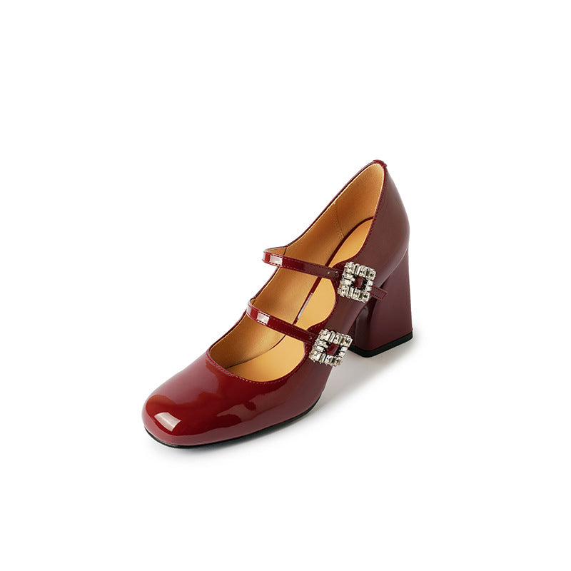 Scarpe casual con doppia fibbia e tacchi a blocco