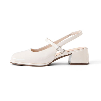 Tacchi a blocco con fibbie in finto cuoio da donna