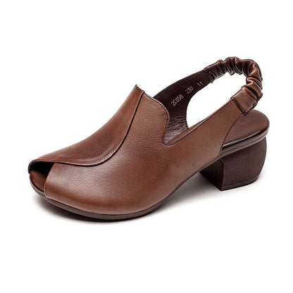 Scarpe retrò con tacco spesso e punta aperta