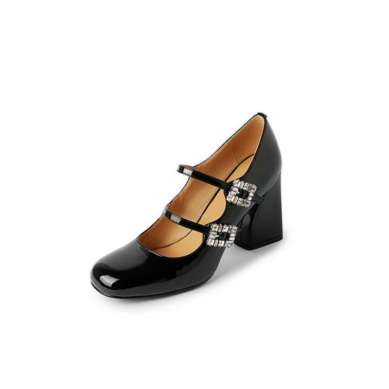 Scarpe casual con doppia fibbia e tacchi a blocco