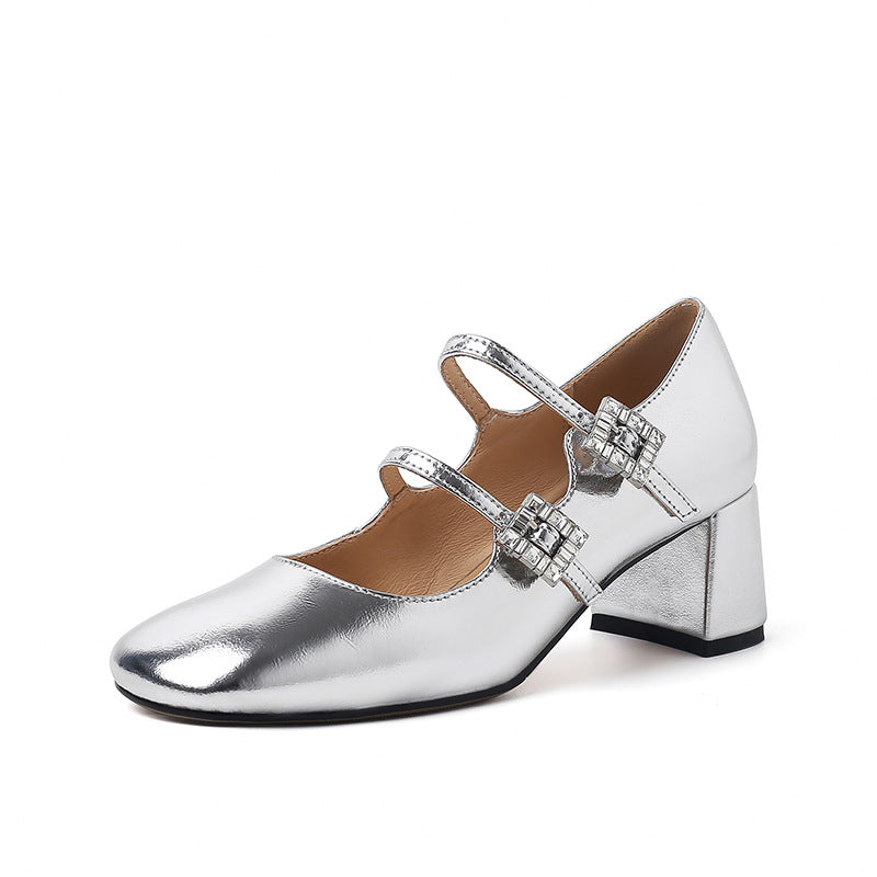 Scarpe casual con doppia fibbia e tacchi a blocco