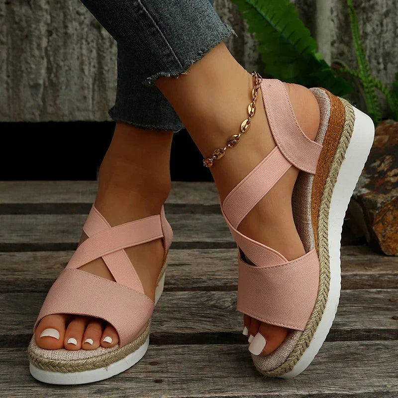 Sandali casual da donna con cinturino incrociato