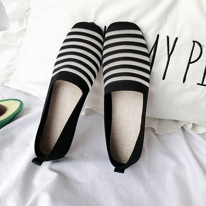 Donna Flats Mesh Ballet Square Toe Slip-On Loafers Breathable Flats