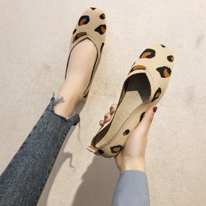 Donna Flats Mesh Ballet Square Toe Slip-On Loafers Breathable Flats