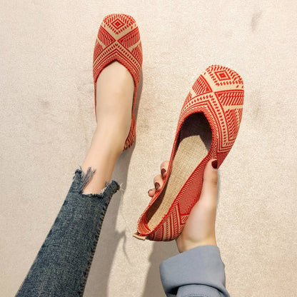 Donna Flats Mesh Ballet Square Toe Slip-On Loafers Breathable Flats