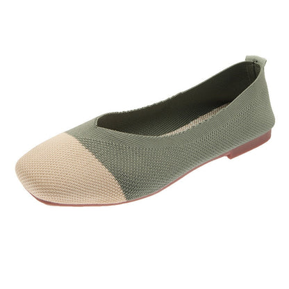 Donna Flats Mesh Ballet Square Toe Slip-On Loafers Breathable Flats