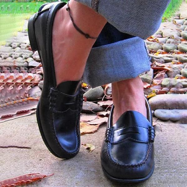 Donna Causale Flats Oxfords Slip On Round Toe Loafers