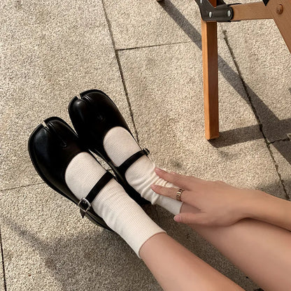 Punte spaccate in vera pelle Mary Janes