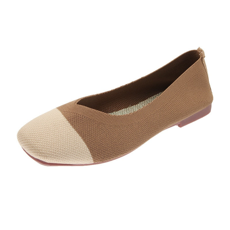 Donna Flats Mesh Ballet Square Toe Slip-On Loafers Breathable Flats