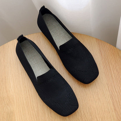 Donna Flats Mesh Ballet Square Toe Slip-On Loafers Breathable Flats