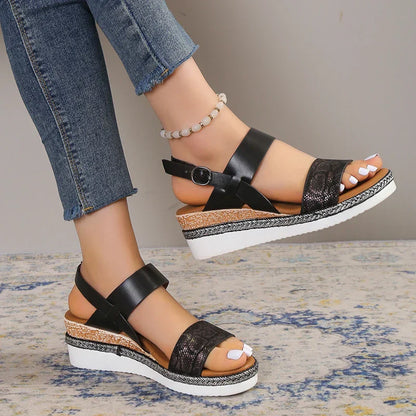 Sandali con zeppa per donna