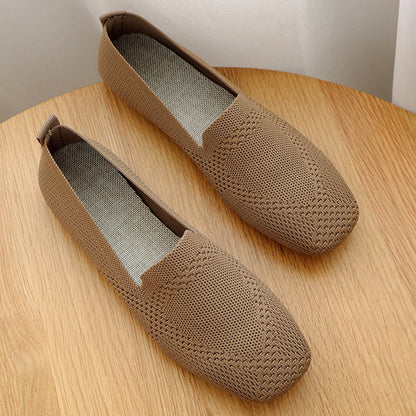 Donna Flats Mesh Ballet Square Toe Slip-On Loafers Breathable Flats