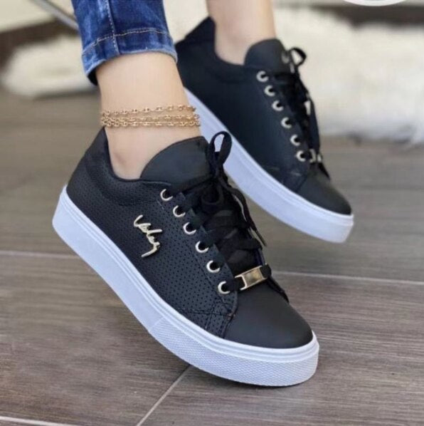 Scarpe casual in gomma da donna con piattaforma a punta tonda