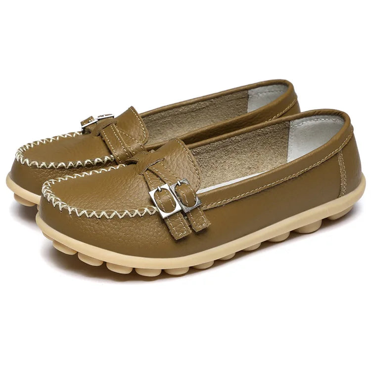 Donna Moda Bambola Scarpe Mocassini in vera pelle